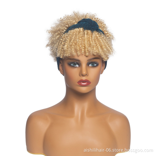 wholesale 613# hair cheap headband wigs afro kinky curly light yellow headband wigs for black women